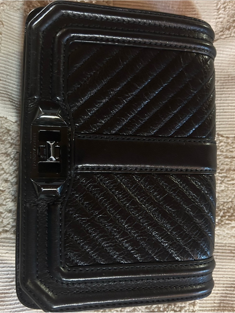 Black Quilted Leather Crossbody - Rebecca Minkoff Mini Love bag.
